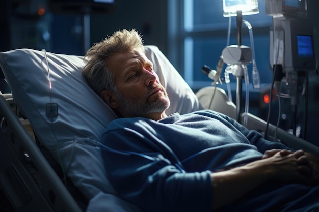 Photo photo of a patient dozing in a hospital bed