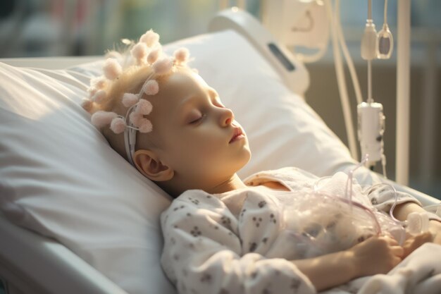 Photo of a patient dozing in a hospital bed