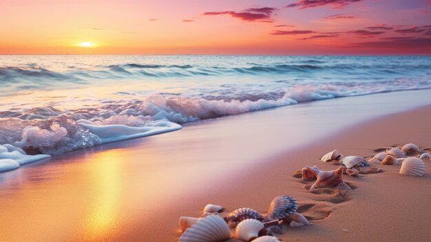 A photo of a peaceful beach golden sand