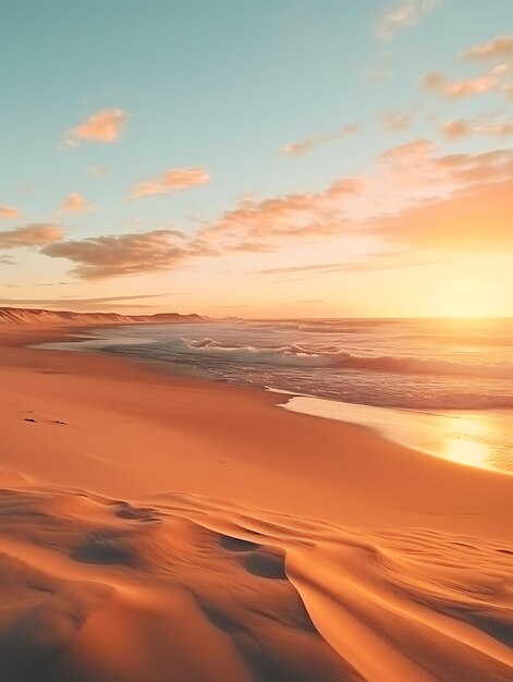 Photo of peaceful coastal dunes at sunrise with soft golden light ill peaceful landscapes calm