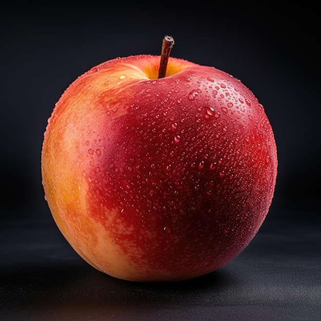 photo of a peach fruit in black background