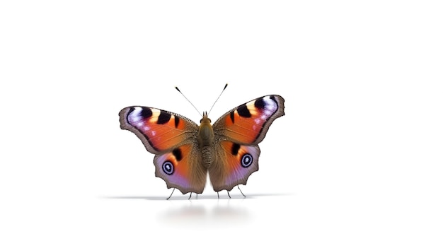 Photo of a Peacock Butterfly isolated on white background