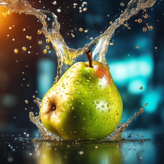 photo pear juice splash background