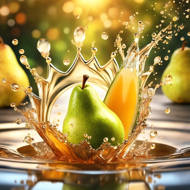 photo pear juice splash background