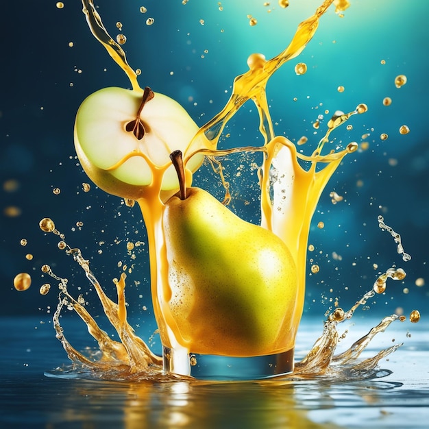 Photo photo pear juice splash background