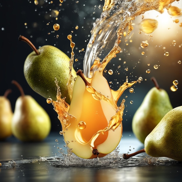 photo pear juice splash background