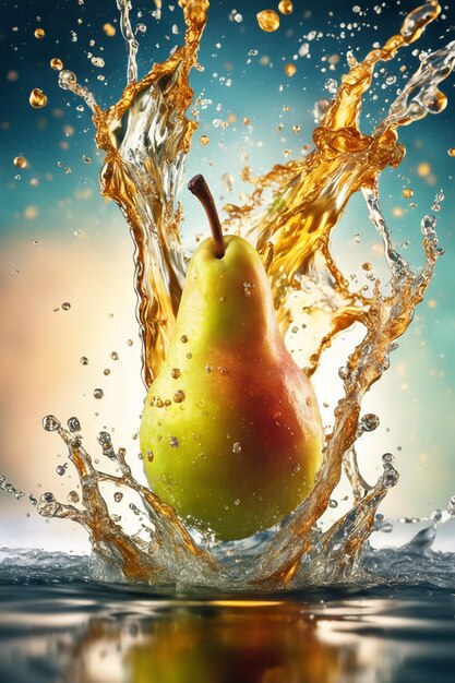 Photo photo pear juice splash background