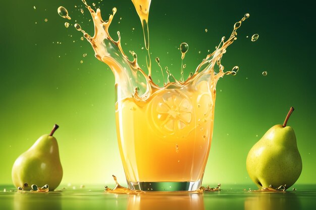 Photo pear juice splash background