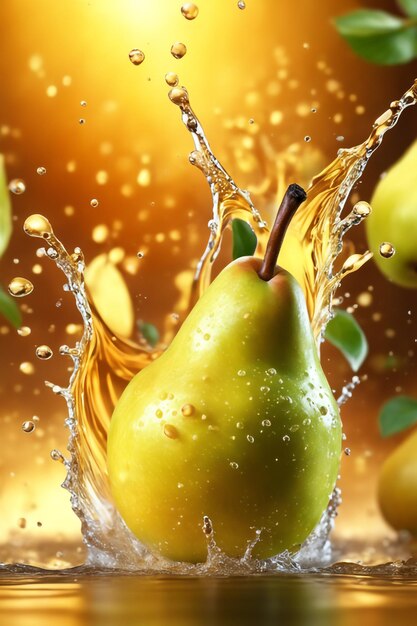 Photo pear juice splash background