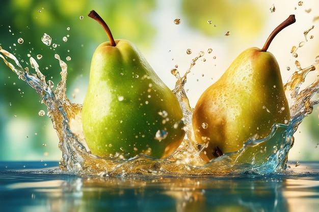 photo pear juice splash background