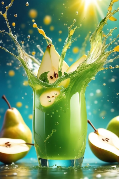 Photo pear juice splash background