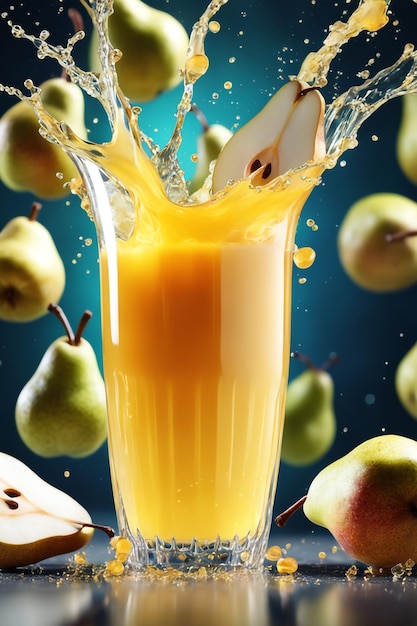 Photo pear juice splash background