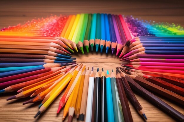 photo of pencils neatly lined up created with AI