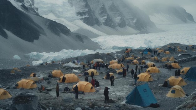 Photo of people camping in the mountains