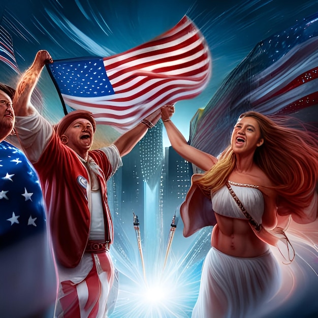 Photo photo of people celebrating american independence day generated by ai