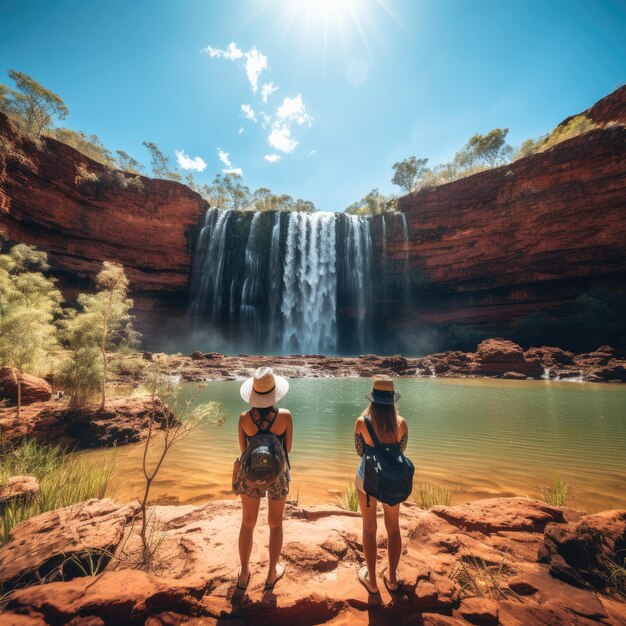 Photo photo of people in front of karijini national park in australia