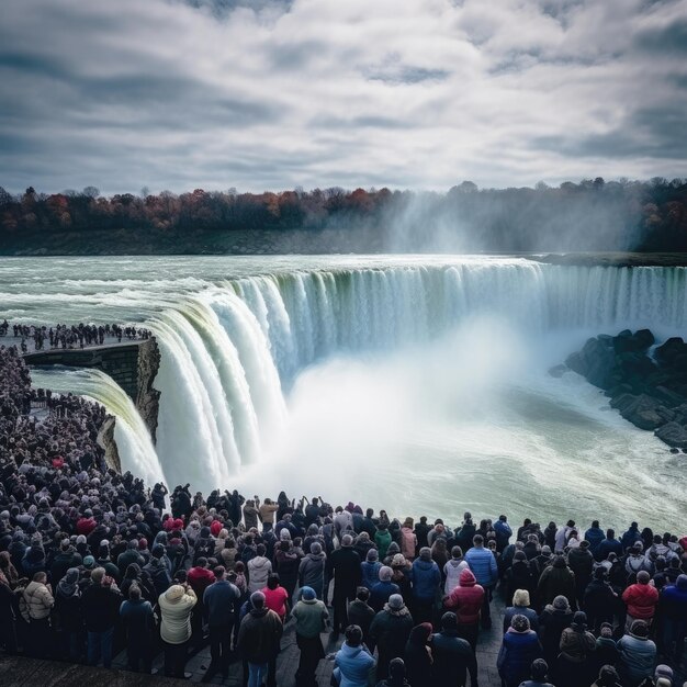 Photo of people in front of Niagara Falls in United States Canada