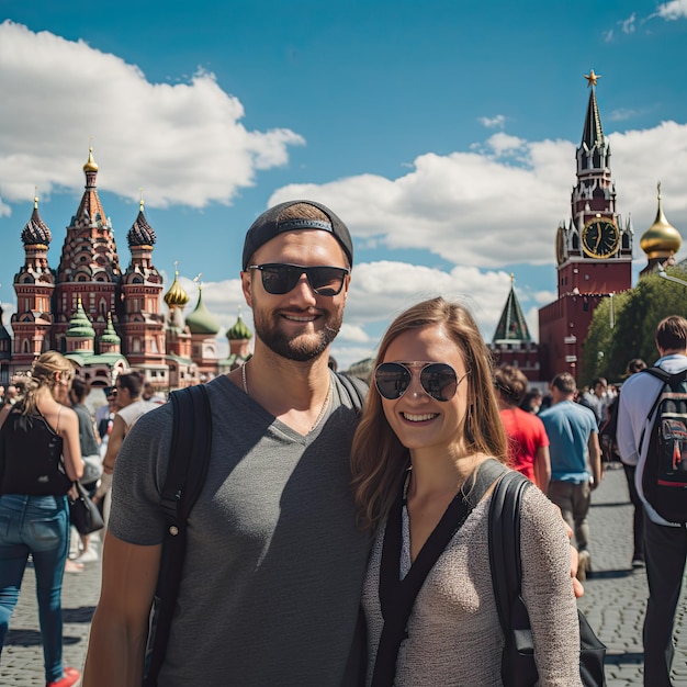 Фото людей перед Красной площадью в Москве, Россия