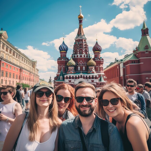 Photo of people in front of Red Square in Moscow Russia