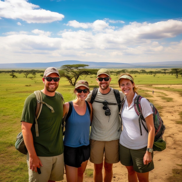 Photo of people in front of Serengeti National Park in Tanzania