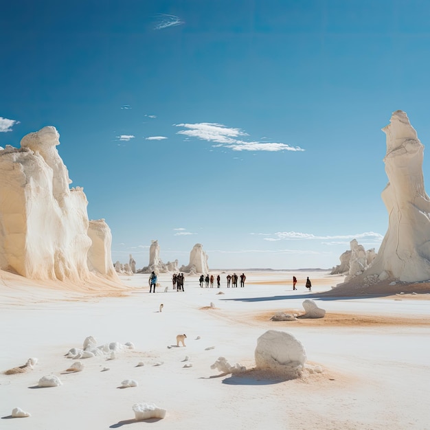 Photo of people in front of The White Desert in Egypt