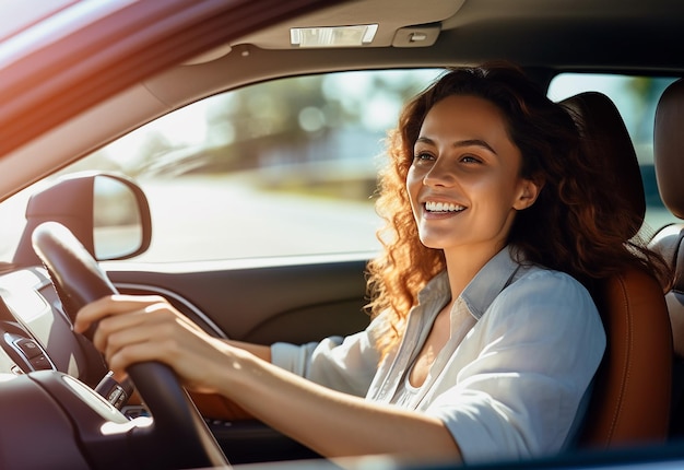 Photo of people handsome man woman driving vehicle