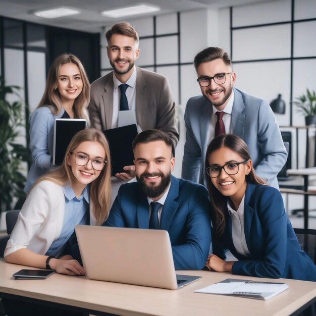 photo people with laptops in office