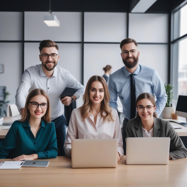 photo people with laptops in office