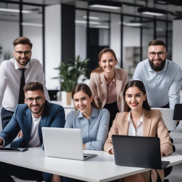 photo people with laptops in office