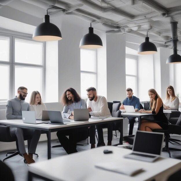 photo people with laptops in office