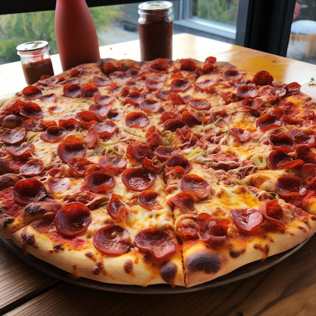 Photo of Pepperoni pizza cheese pizza food pizza pizza pepperoni mozzarella mozzarella cheese