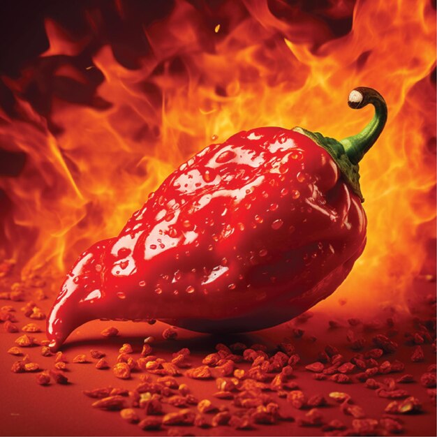 Photo photo of peppers on a fiery background