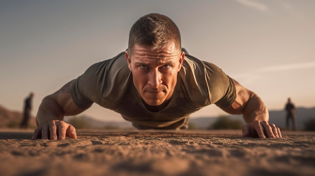 Foto una foto di una persona che fa un push up