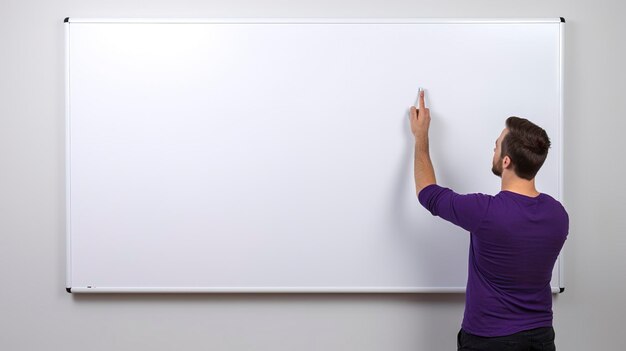 Photo a photo of a person erasing a whiteboard