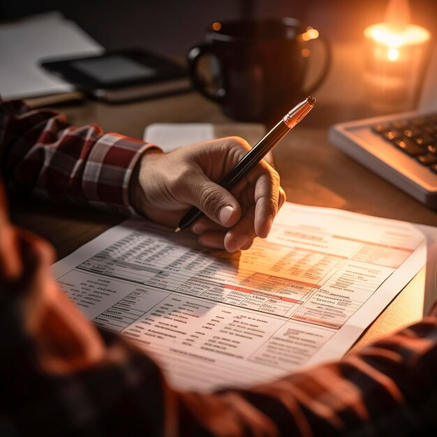 Photo photo of a person highlighting key details on a tax form