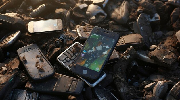 A photo of a person recycling old cell phones