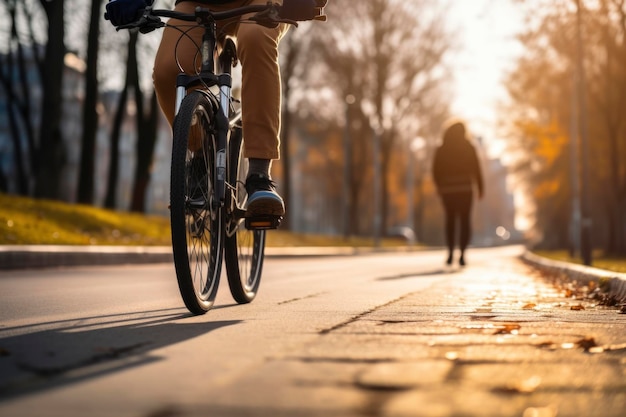 Photo a person riding bicycle