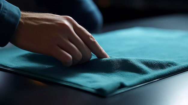 A photo of a person using a microfiber cloth for dusting