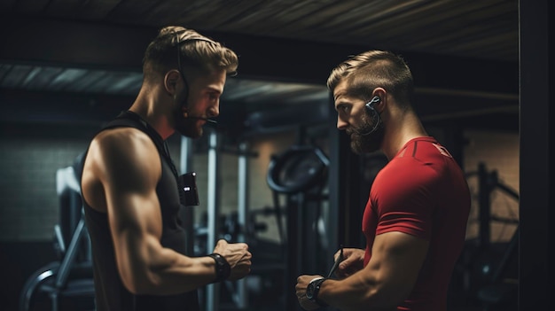 A Photo of a Personal Trainer Monitoring a Client's Heart Rate