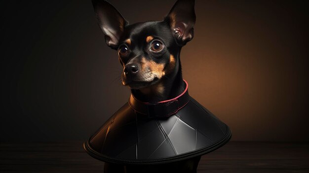 A photo of a pet collar with LED lights
