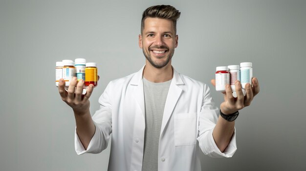 Photo a photo of a pharmacist with medication