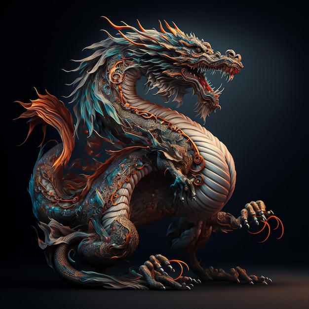 Photo photo generative ai generative ai fantasy dragon, digital art style, chinese dragon, dragon fi