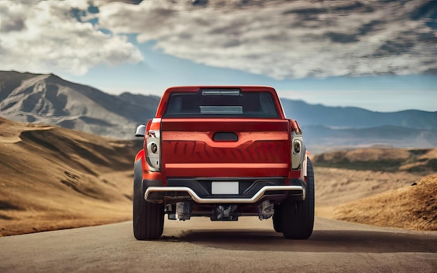 Foto foto di un pick-up fuori strada nel paesaggio