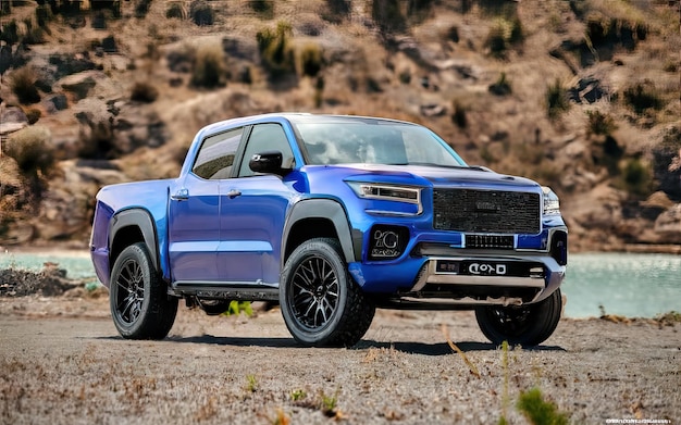 Photo photo of pickup off road in landscape