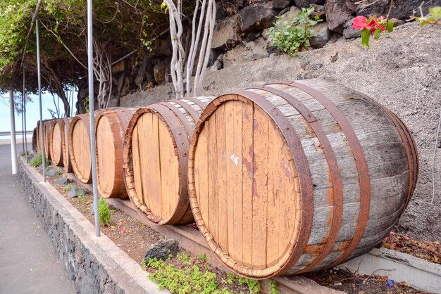 Photo Picture of a Classic Wooden Wine Barrel