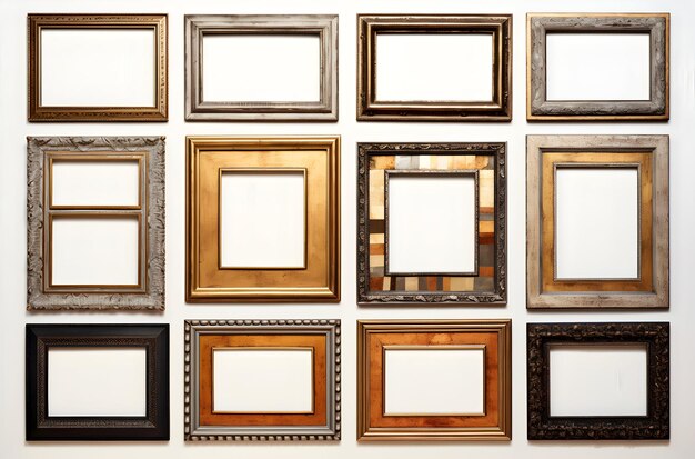 Photo Picture frames in various shapes and sizes with empty space mockup