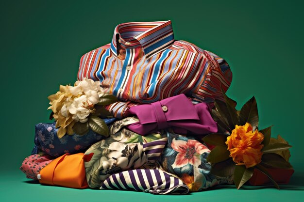 photo of a pile of clothes old fashion vintage style Photography AI Generated