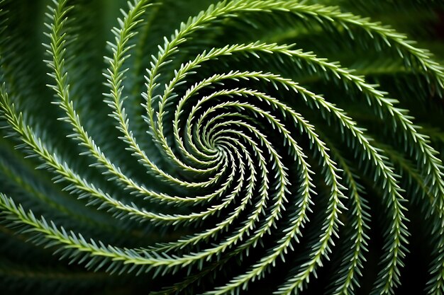 Foto foto di aghi di pino disposti in una spirale di fibonacci