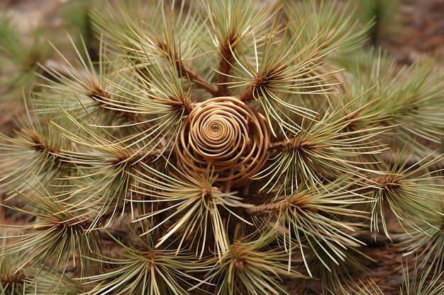 Photo of Pine Needles Arranged in a Swirl Pattern Pine