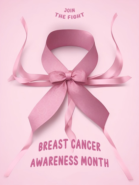 Photo pink breast cancer awareness pink ribbon with text